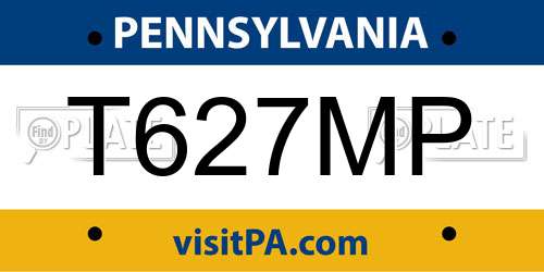 T627MP Pennsylvania License Plate