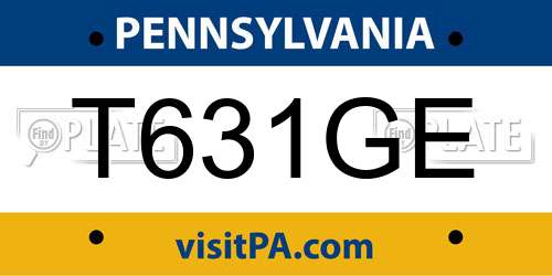 T631GE Pennsylvania License Plate