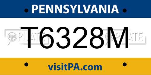 T6328M Pennsylvania License Plate