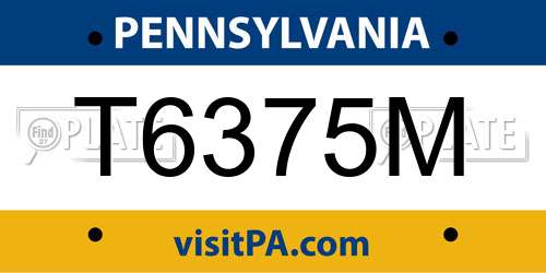 T6375M Pennsylvania License Plate