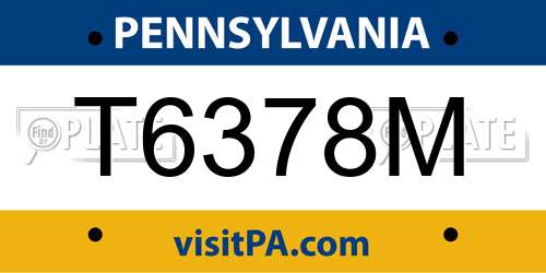 T6378M Pennsylvania License Plate