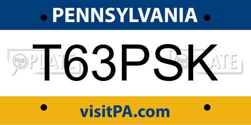 T63PSK Pennsylvania License Plate