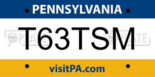 T63TSM Pennsylvania License Plate