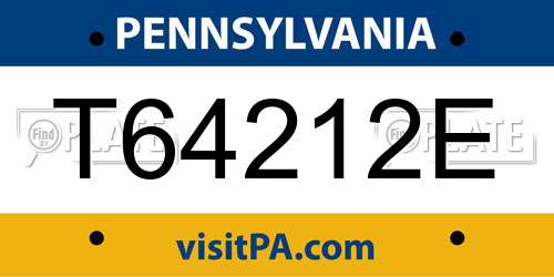T64212E Pennsylvania License Plate