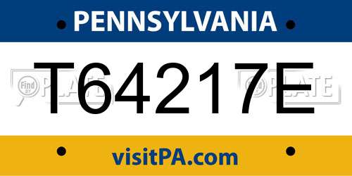 T64217E Pennsylvania License Plate