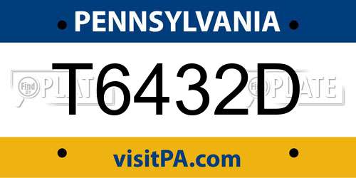 T6432D Pennsylvania License Plate