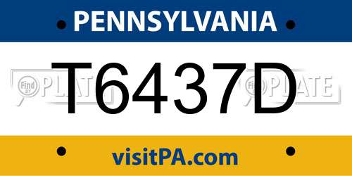 T6437D Pennsylvania License Plate