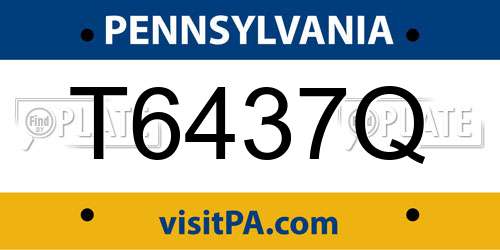 T6437Q Pennsylvania License Plate