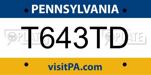 T643TD Pennsylvania License Plate