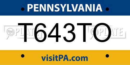 T643TO Pennsylvania License Plate