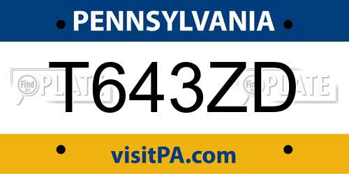 T643ZD Pennsylvania License Plate