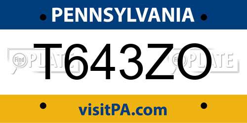 T643ZO Pennsylvania License Plate