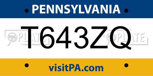 T643ZQ Pennsylvania License Plate