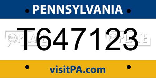 T647123 Pennsylvania License Plate