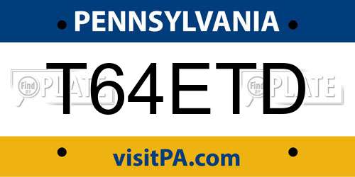 T64ETD Pennsylvania License Plate