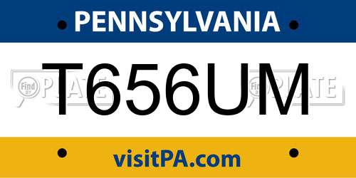 T656UM Pennsylvania License Plate