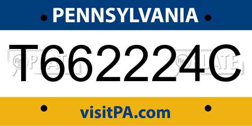 T662224C Pennsylvania License Plate