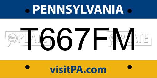 T667FM Pennsylvania License Plate