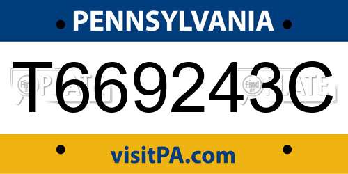 T669243C Pennsylvania License Plate