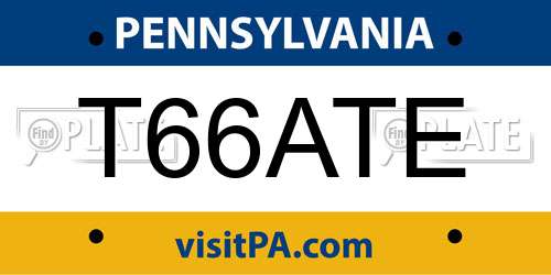 T66ATE Pennsylvania License Plate
