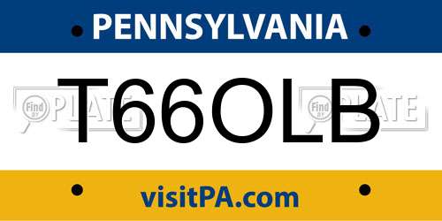 T66OLB Pennsylvania License Plate