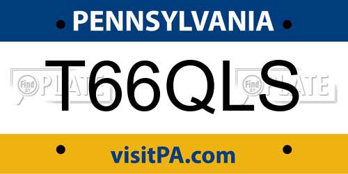 T66QLS Pennsylvania License Plate