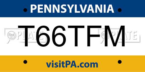 T66TFM Pennsylvania License Plate