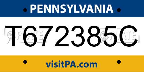 T672385C Pennsylvania License Plate