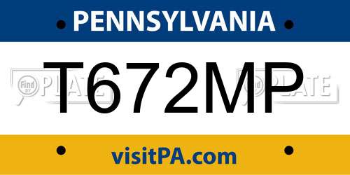 T672MP Pennsylvania License Plate