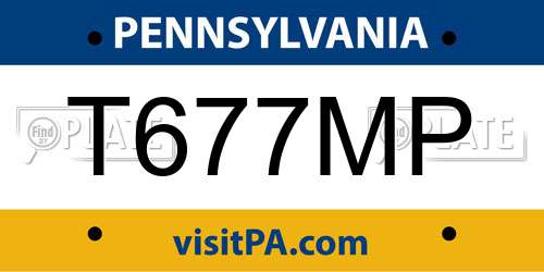 T677MP Pennsylvania License Plate