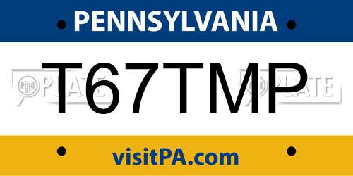 T67TMP Pennsylvania License Plate