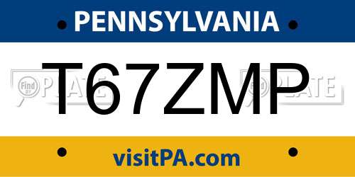 T67ZMP Pennsylvania License Plate