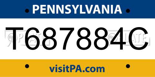 T687884C Pennsylvania License Plate