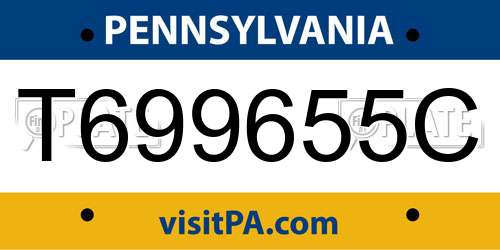 T699655C Pennsylvania License Plate