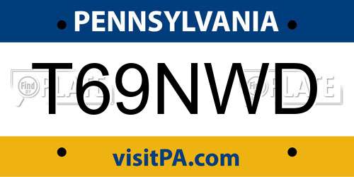 T69NWD Pennsylvania License Plate