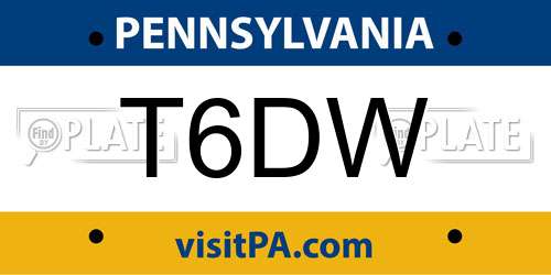 T6DW Pennsylvania License Plate