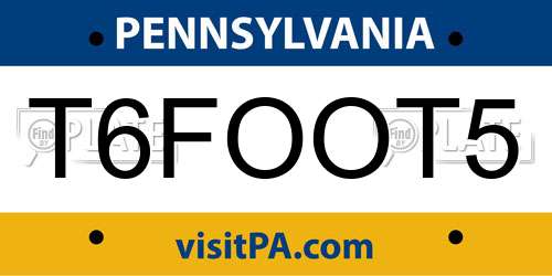 T6FOOT5 Pennsylvania License Plate