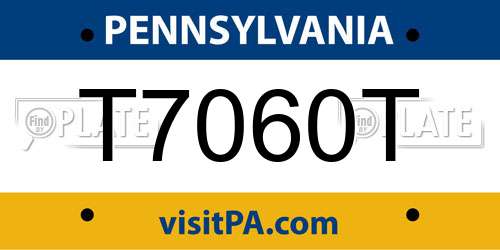 T7060T Pennsylvania License Plate