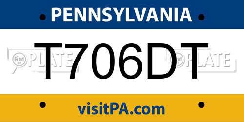 T706DT Pennsylvania License Plate