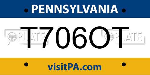 T706OT Pennsylvania License Plate