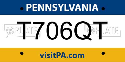 T706QT Pennsylvania License Plate