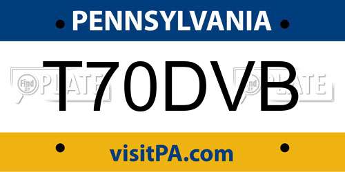 T70DVB Pennsylvania License Plate