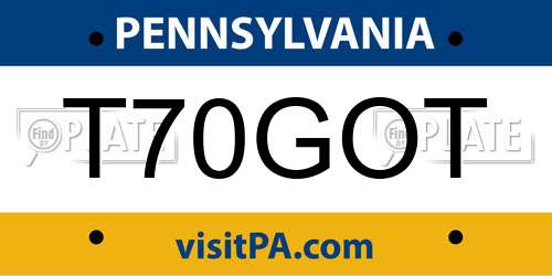 T70GOT Pennsylvania License Plate