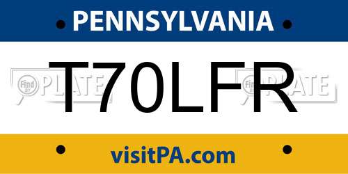 T70LFR Pennsylvania License Plate