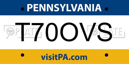 T70OVS Pennsylvania License Plate