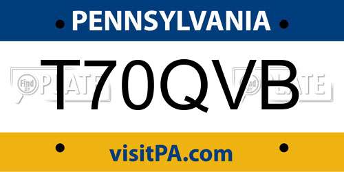 T70QVB Pennsylvania License Plate