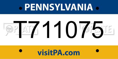 T711075 Pennsylvania License Plate
