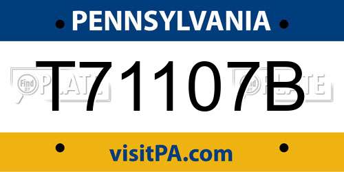 T71107B Pennsylvania License Plate