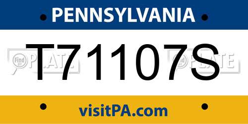 T71107S Pennsylvania License Plate