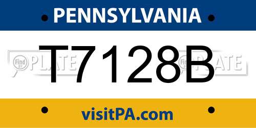 T7128B Pennsylvania License Plate